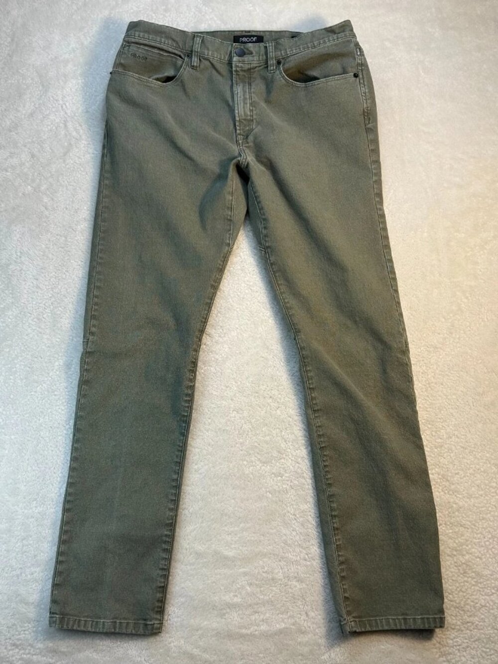 Proof Rover Pants Mens 33x32 Green Stretch Canvas Slim Fit Straight Leg Utility